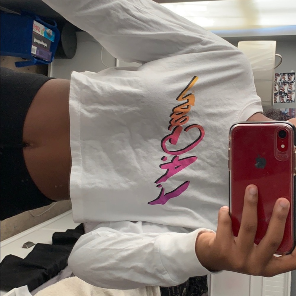 All white LA Gear shirt